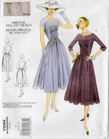 1950's Vogue REPRODUCTION Pin Tucked One Piece Dress Pattern - Bust 30.5-32.5" - No. V1044