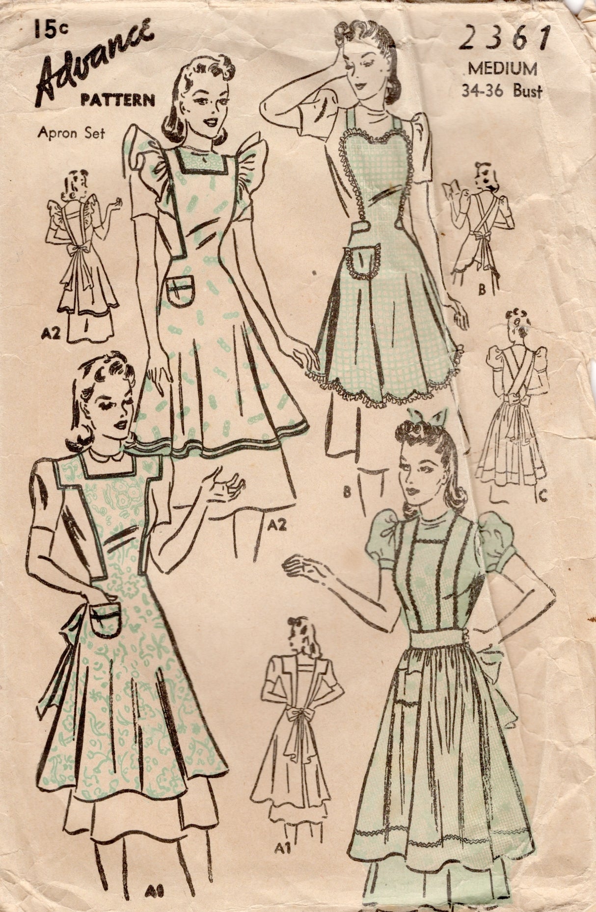 1930's Advance Full Apron Pattern - Bust 34-36" - No. 2361