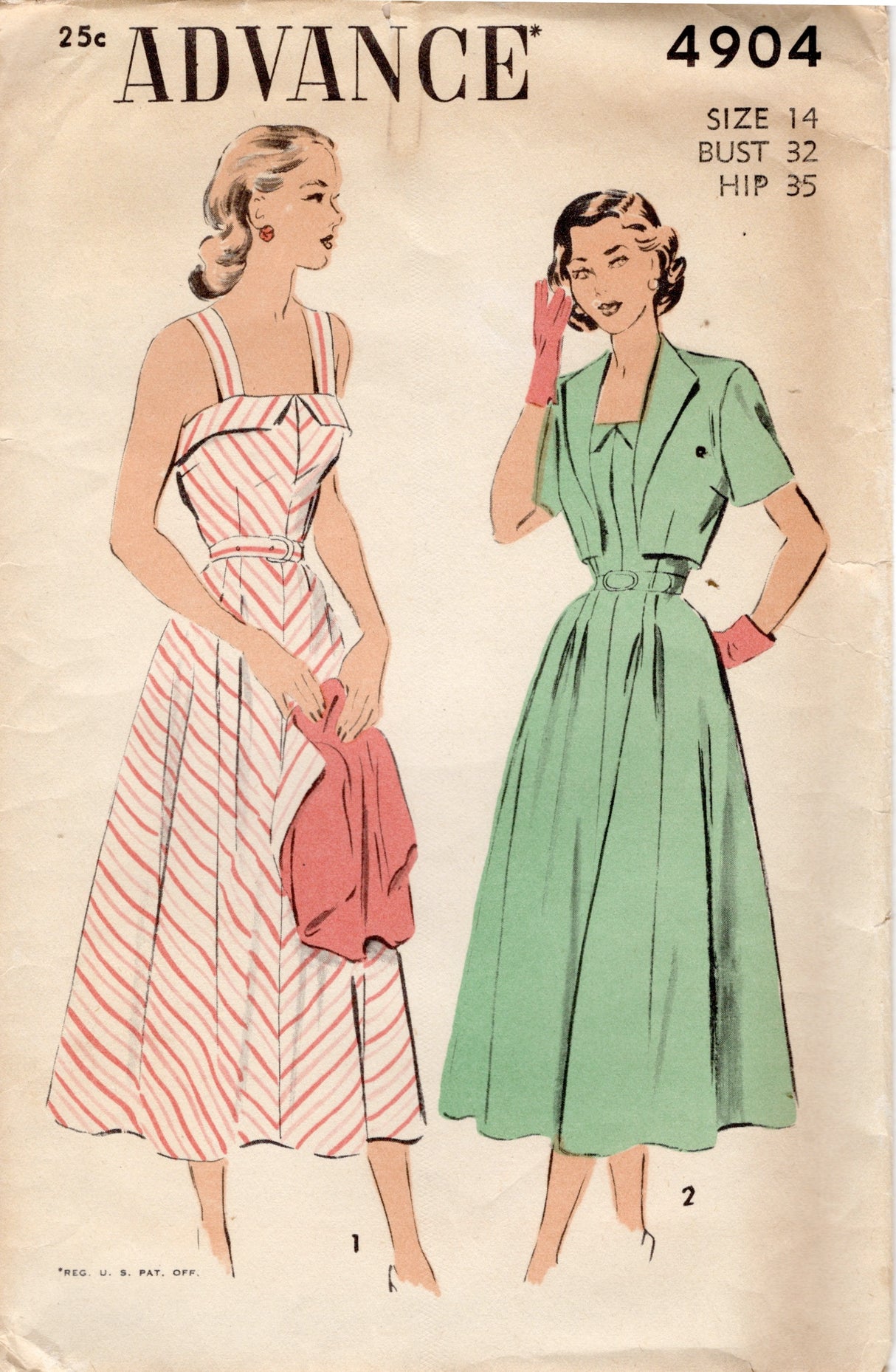 1940's Advance Sundress with Bolero Jacket Pattern - Bust 32" - No. 4904
