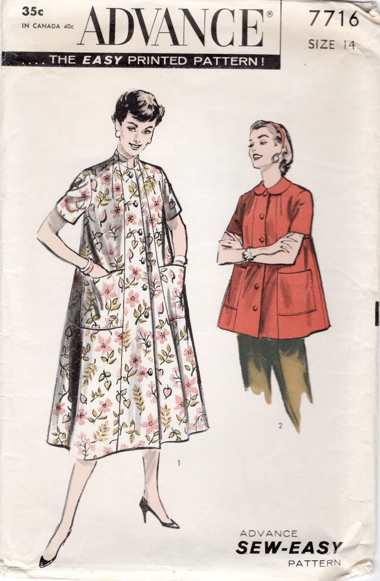1950's Advance Duster or Smock Pattern - Bust 32" - No. 7716