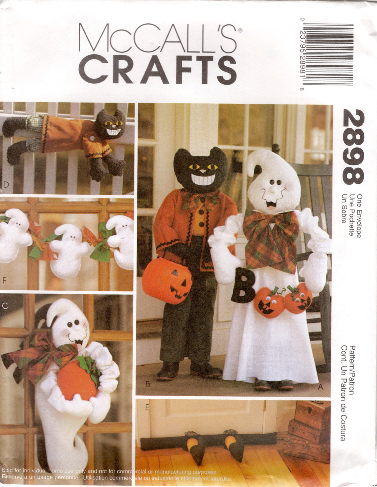 2000's McCall's Ghost and Cat Halloween Decorations Pattern - UC/FF - No. 2898