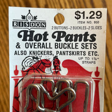 1970's Hot-Pants Overall Buckles with Buttons - Silver tone - NOS