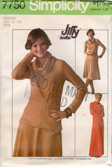 1970's Simplicity Jiffy One Piece Dress Maxi Dress or Top and A-line skirt - Bust 34-36" - No. 7750