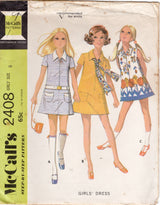 1970's McCall's Child's Front Zip Dress pattern - Chest 27" - No. 2408