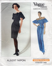 1980's Vogue American Designer Oversize Two Piece Dress with Large Ruffle and Bows Pattern - Albert Nipon - Bust 34" -  No. 2409