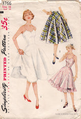 1950's Simplicity Full Slip and Flared Petticoat - Bust 34" - No. 3766