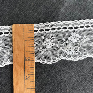 1970’s White Floral Polyester and Nylon Lace - BTY