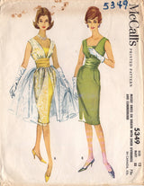 1960's McCall's One Piece Sheath Dress Pattern with Large overskirt and Cummerbund - Bust 32" - No. 5349