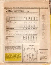 1970's McCall's Princess line Midi Dress Pattern with Inverted Pleats - Bust 36" - No. 2463