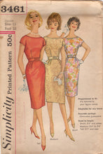 1960's Simplicity Misses' One-Piece Sheath Dress pattern with boat neckline in proportioned sizing - Bust 33" - No. 3461