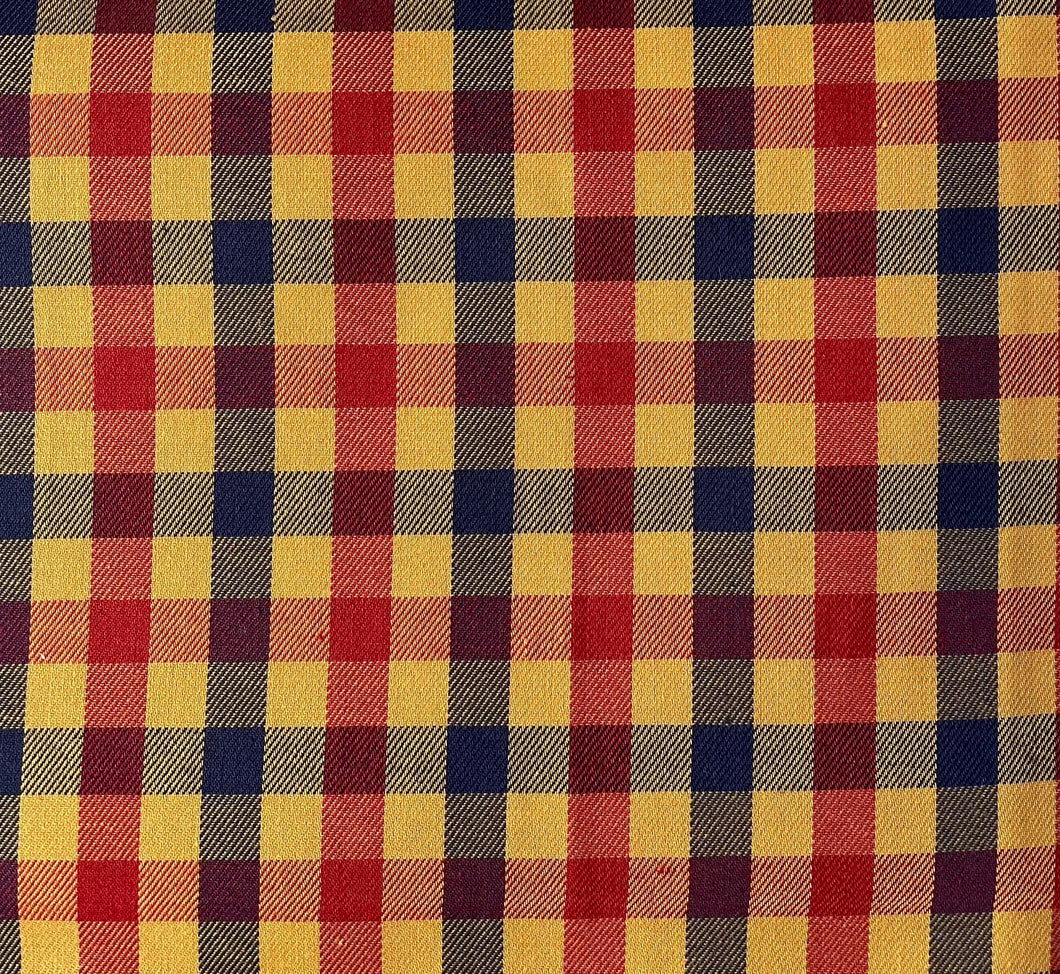 1970's Red, Mustard and Navy Plaid Fabric- BTY