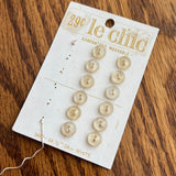 1960’s Le Chic Plastic Buttons - White - Set of 12 - Size 18 - 3/8" -  on card