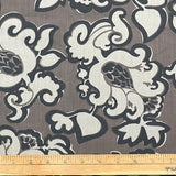 1970’s Light Brown and Black Curved Motif Fabric - BTY (S36)