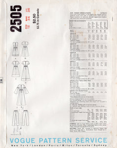 1970's Vogue Basic Design Fit and Flare Dress and High Waisted Pants Pattern - Bust 34" - No. 2505