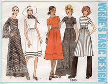 1970's Vogue Basic Design Fit and Flare Dress and High Waisted Pants Pattern - Bust 34" - No. 2505