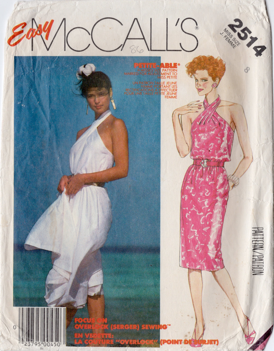 1980's McCall's Crossover Halter Top Dress pattern - Bust 31.5