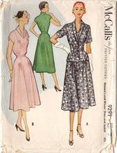 1950's McCall's Gathered Accent Dress with Rolled Collar and Single Breasted Jacket Pattern - Bust 36" - No. 9291