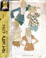 1970's McCall's Baby Doll Top in Four Styles - Bust 32.5-34" - No. 4284