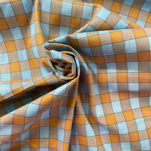 1970/80’s  Mustard and Blue Plaid - Cotton blend