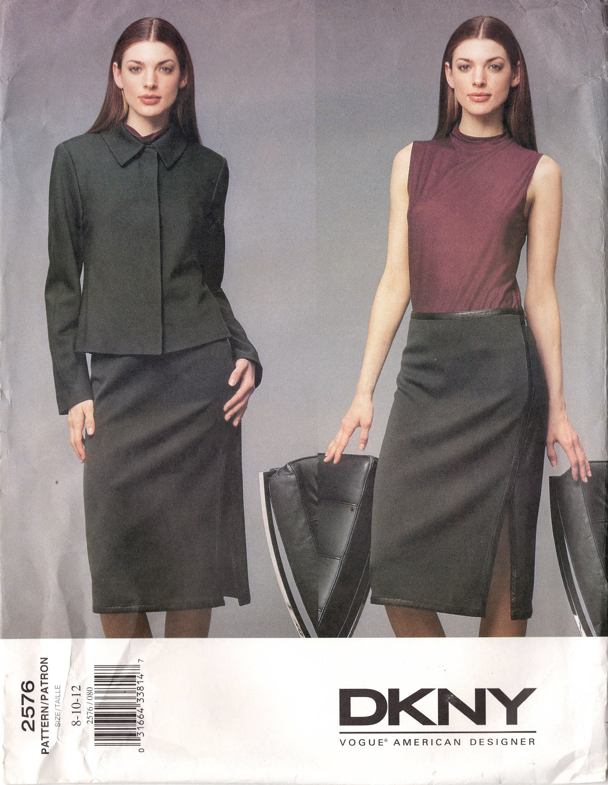 2000's Vogue American Designer DKNY Jacket, Skirt, Top Pattern - Bust 31.5-34" - No. 2576