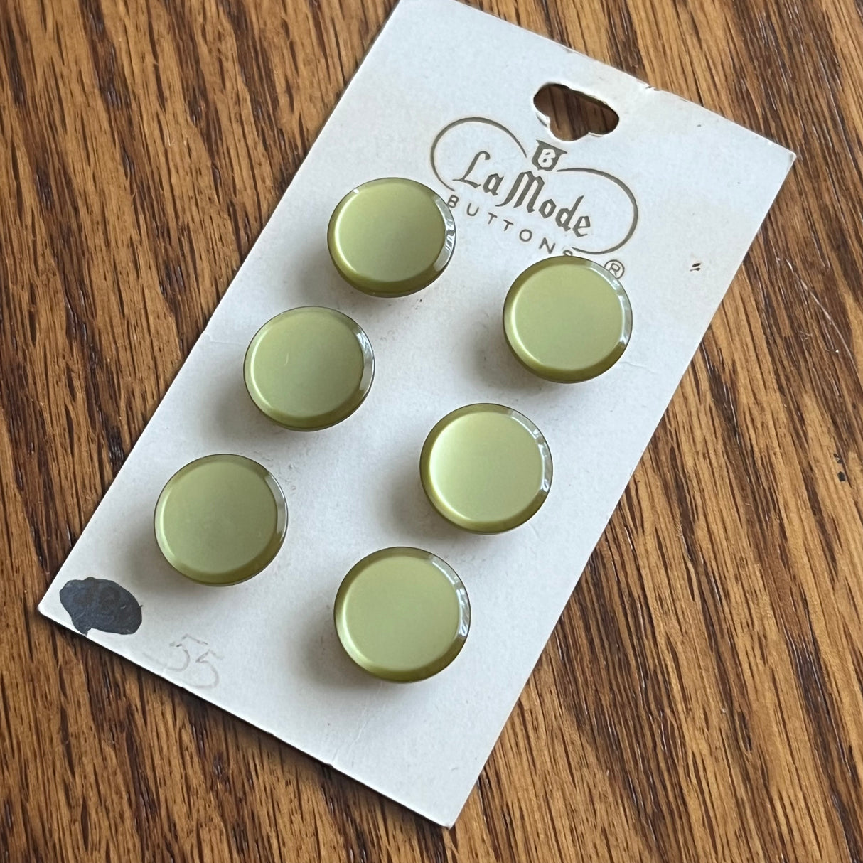 1970’s La Mode Plastic Shank Buttons - Opalescent - Set of 6 - Size 22 - 9/16" -  on card