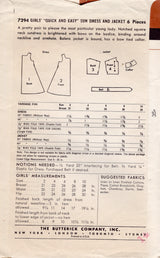 1950's Butterick Child's Sun Dress and Bolero Jacket Pattern  - Chest 21" - No. 7294