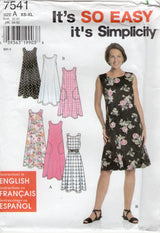 1990’s Simplicity Loose Fitting Jumper Dress Pattern with Tie Back - Bust 30.5-46" - No. 7541