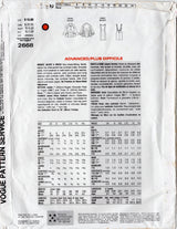 1990's Vogue Attitudes Low Cut Back Sheath Dress and Cape pattern - Bust 34-38" - No. 2668