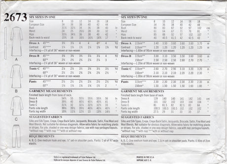 1990's Style Wrap Dress or Tunic, Pants and Long Belt Pattern - Bust 31.5-40" - No. 2673