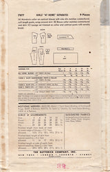 1950's Butterick Child's Button Up Shirt, Pedal Pusher Pants and Wrap Skirt Pattern - Chest 28" - No. 7977