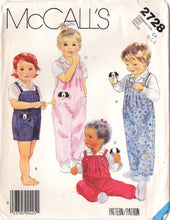 1980's McCall's Child's Shirt, Overalls, Romper and Dog toy - Chest 19-20-21" - No. 2728