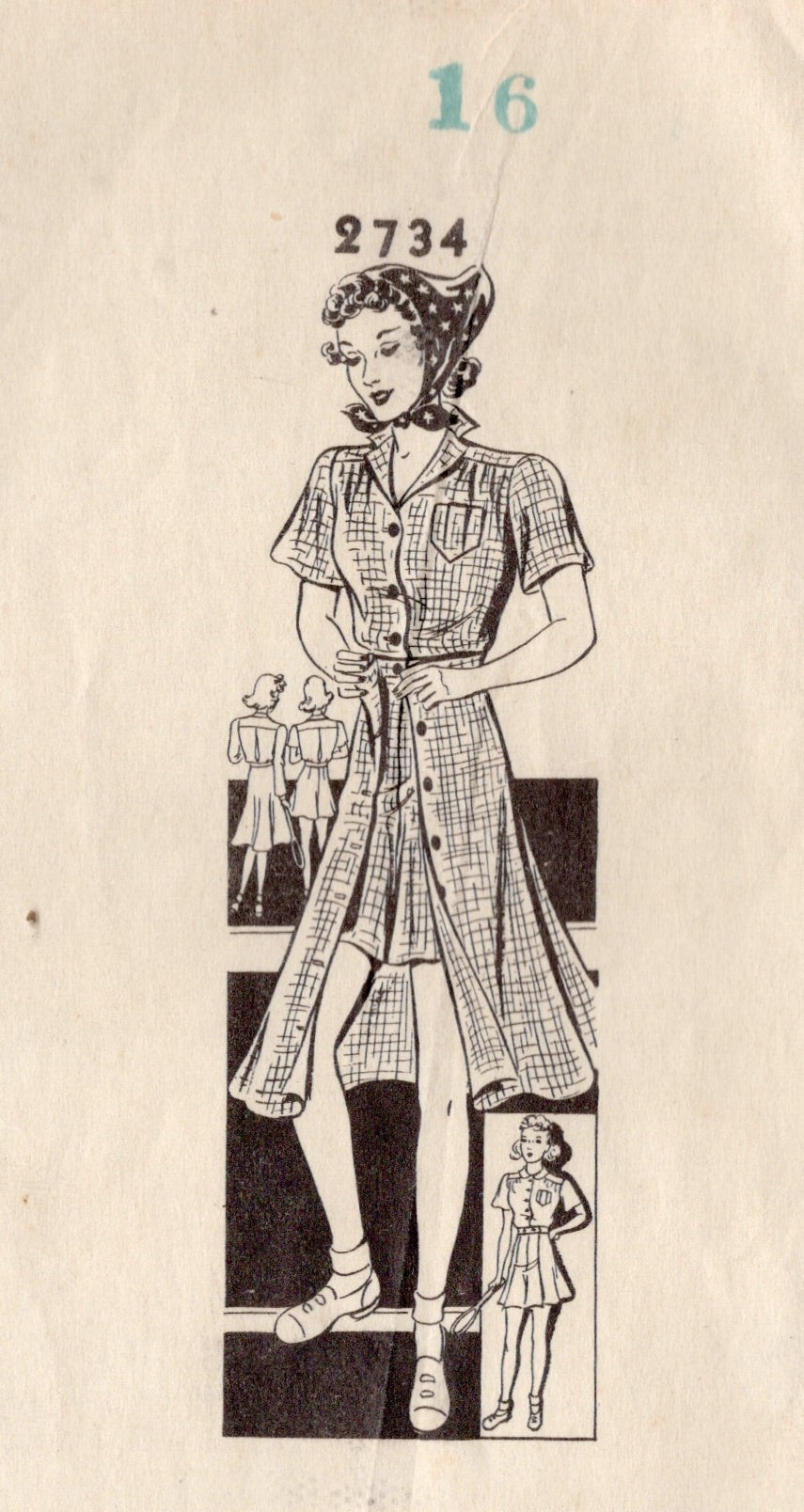 1940's Mail Order Playsuit Pattern - Bust 34" - No. 2734