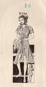 1940's Mail Order Playsuit Pattern - Bust 34" - No. 2734