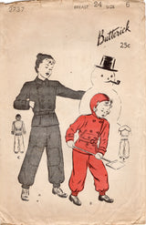 1940's Butterick Child's Snowsuit and Helmet - 6 yrs - Chest 24" - No. 2737