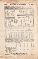 1940's Butterick Child's Snowsuit and Helmet - 6 yrs - Chest 24" - No. 2737