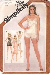 1980's Simplicity Slip in Two lengths, Tap pants and Teddy pattern - Bust 30.5-31.5" -  No. 9859