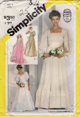 1980's Simplicity GUNNE SAX Prairie Dress or Wedding Dress with Square Neckline - Bust 31.5" - No. 5362