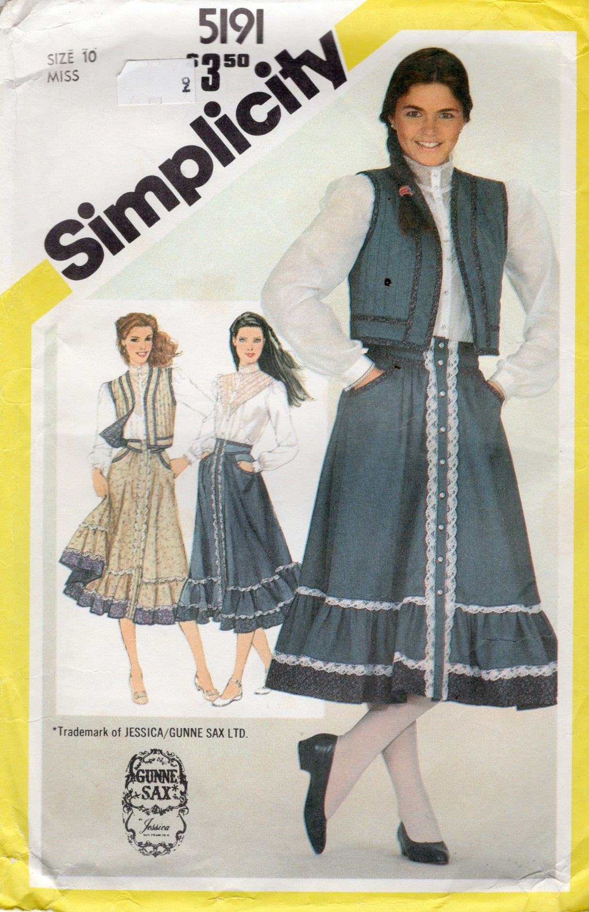 1980's Simplicity GUNNE SAX Blouse and Skirt Pattern - Bust 31.5" - No. 5191
