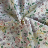 1980’s White Single Bar Dimity with Pastel flowers Cotton Blend Fabric - (P128)