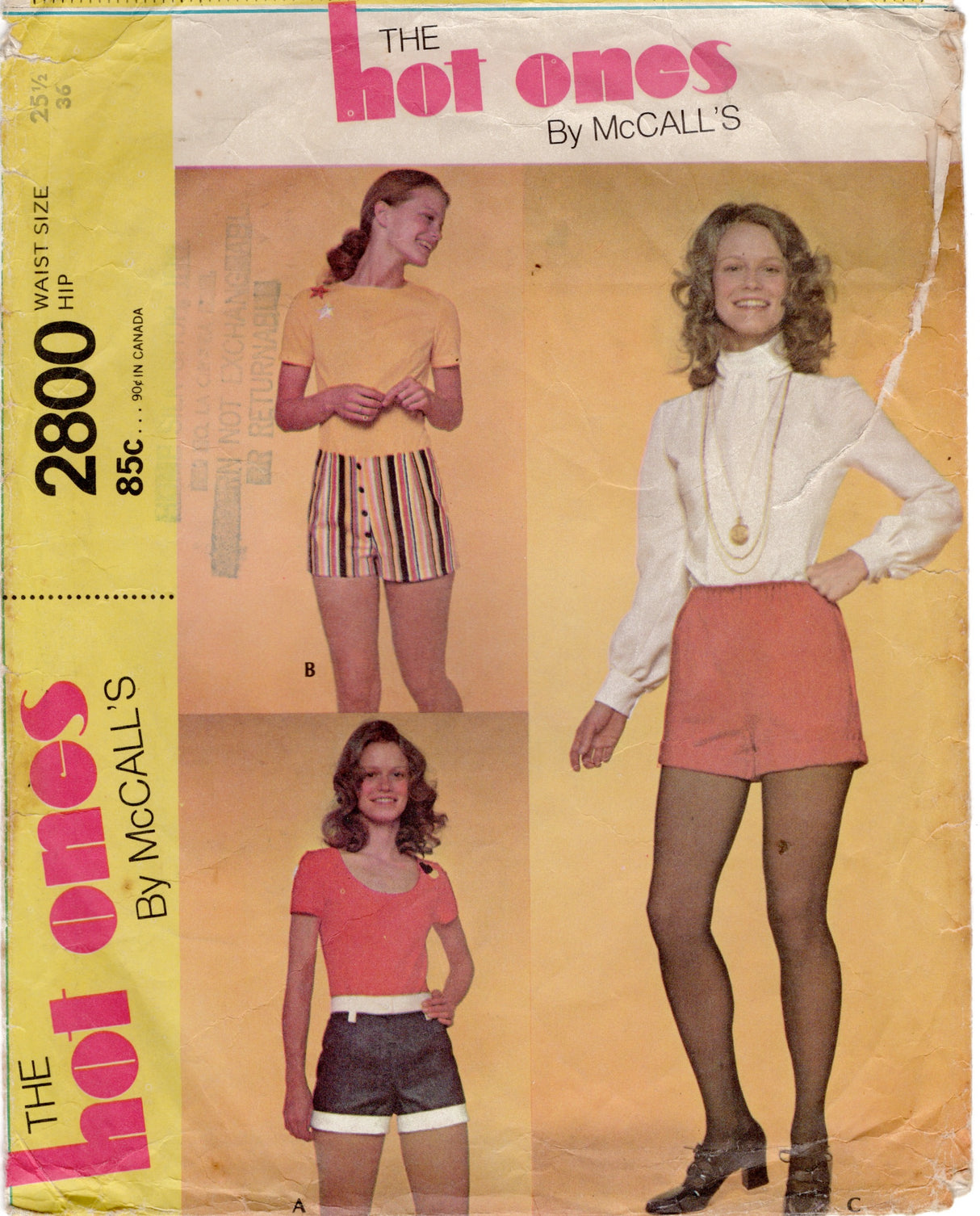 1970's McCall's "Hot Ones" Shorts Pattern - Waist 25.5" - No. 2800