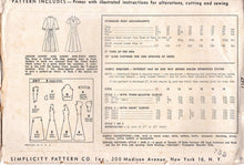 1940's Simplicity Princess Line Dress Pattern with Rolled Collar and Gathered Back Skirt - Bust 30" - No. 2917