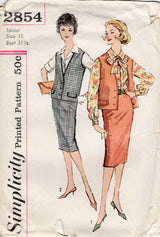 1950's Simplicity Blouse, Skirt and Sleeveless Jacket pattern - Bust 31.5" - No. 2854