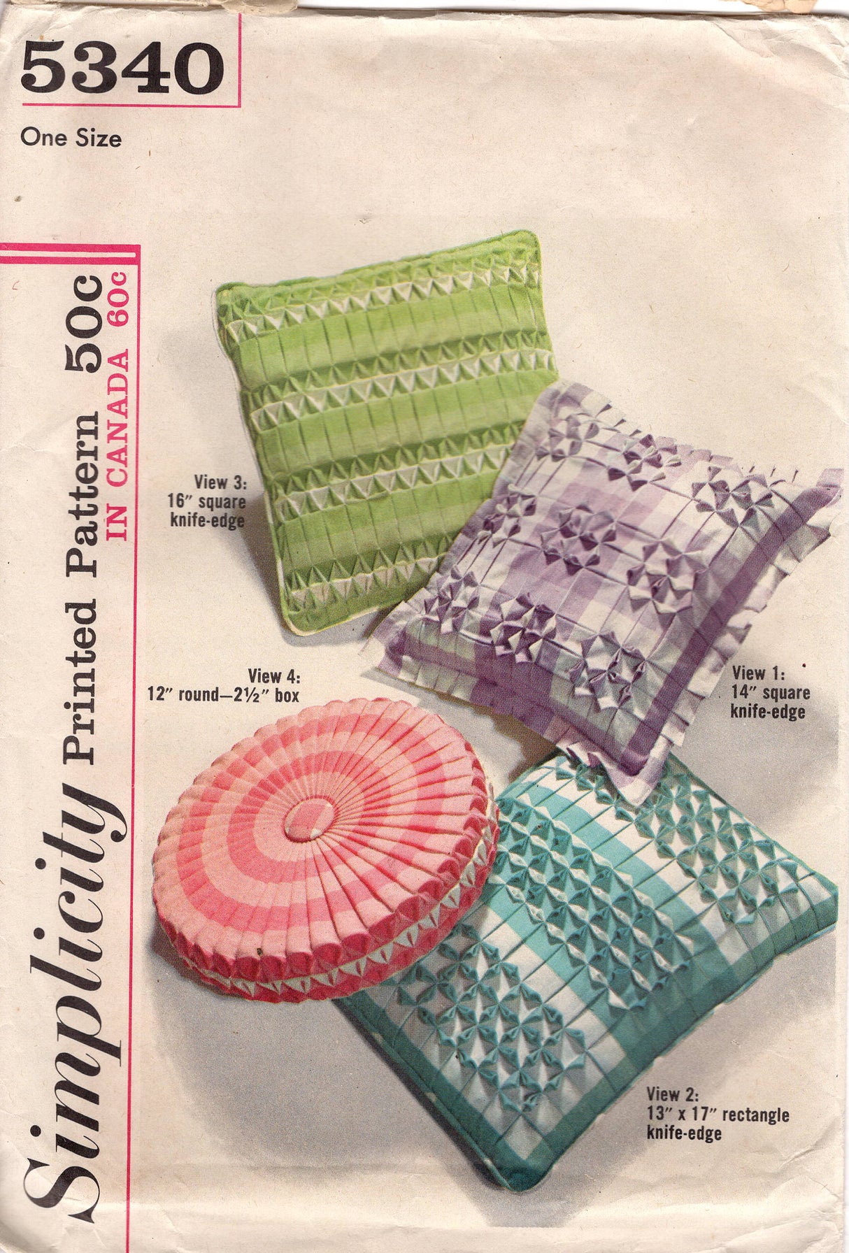 1960's Simplicity Smocked Pillow Set Pattern - UC/FF - No. 5340