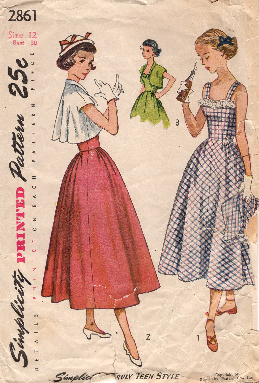 1940's Simplicity Sundress with Thin Straps and Bolero Pattern - Bust 30