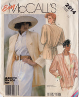 1980's McCall’s Unlined Oversized Jacket Pattern - Bust 32.5" - No. 2914