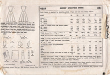1950’s Simplicity Double-Breasted or Side button One Piece Dress Pattern - Bust 36" - No. 4357