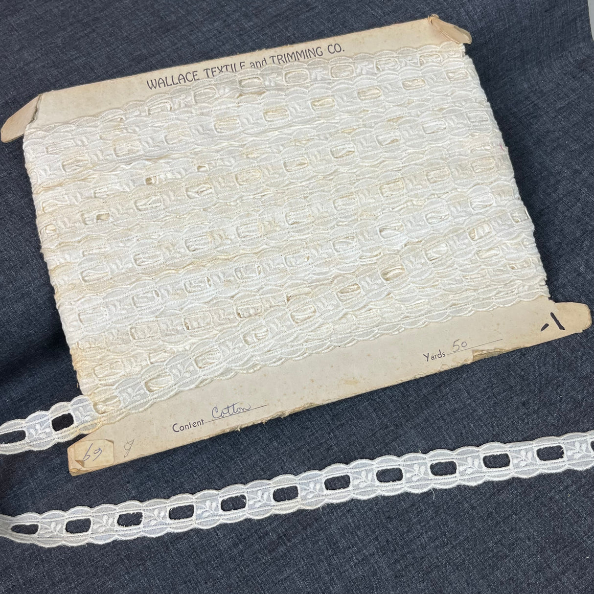 1970’s White color Insertion Lace - Cotton - BTY (TR25)