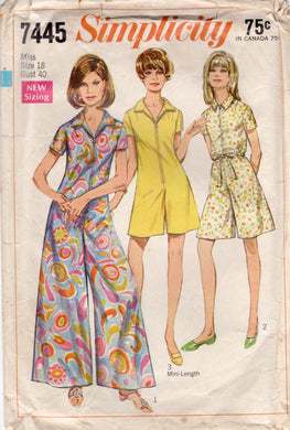 1960's Simplicity Zip Front Romper Pattern - Bust 40