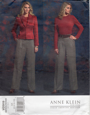 2000's Vogue Princess Line Jacket and Front Pleated Pants Pattern - Anne Klein - Bust 30.5-34