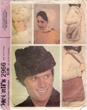 1970's McCall's Hats and Bags Patterns designed for fur - One size" - No. 2966